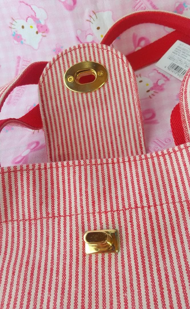 キティ　vivitix　バッグ　財布　がま口　デニム　ローズ　刺繍　レトロ