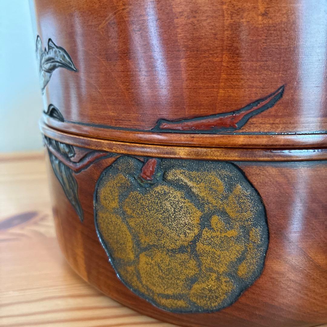 烏城彫　二段丸重　重箱　木の器　伝統工芸