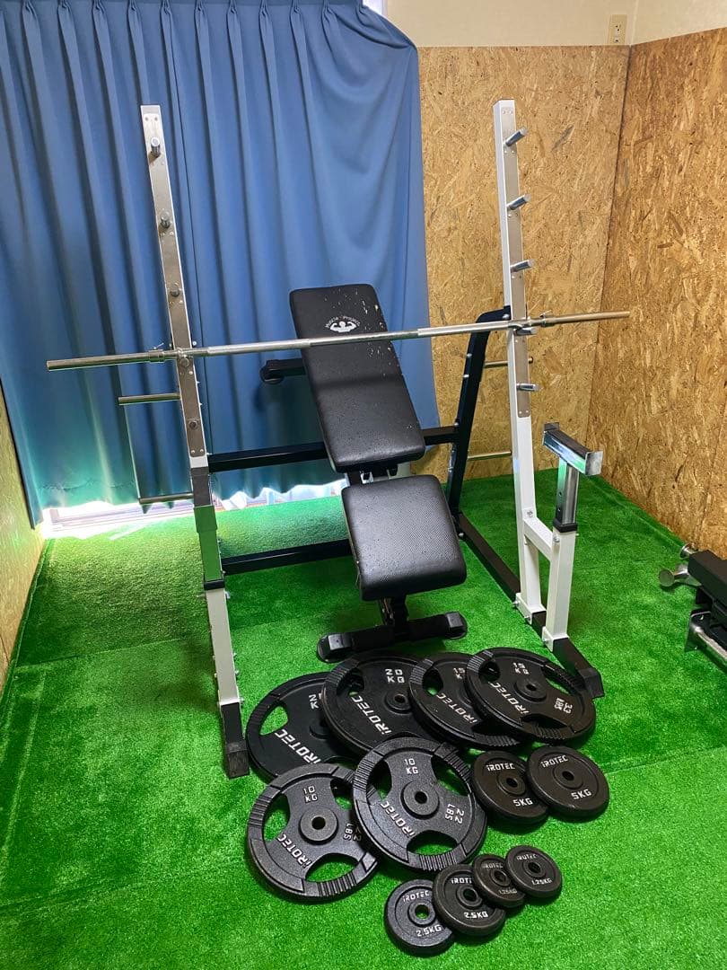 ベンチプレス　バーベルラック ウエイトプレート107.5kg 付き ベンチプレス