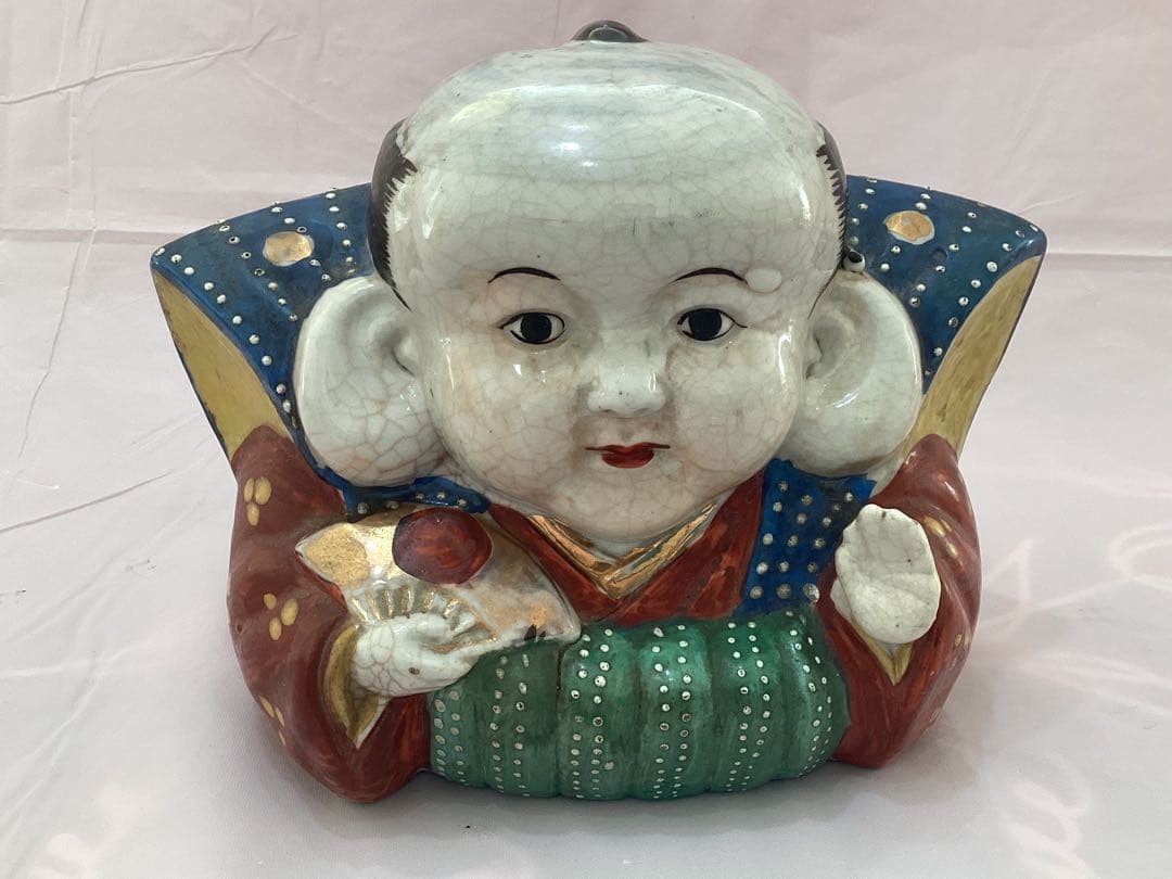 福助人形　磁器製　大正〜昭和初期頃　縁起物　金運招福　骨董　アンティーク