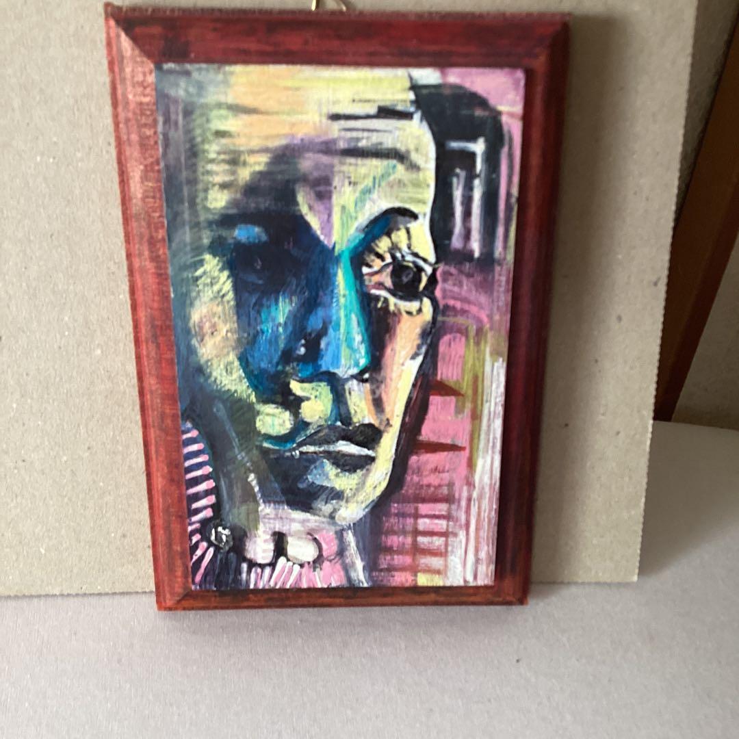 林　耕平　　コウヘイ画伯　　　自画像　　油彩画　　木製ボード