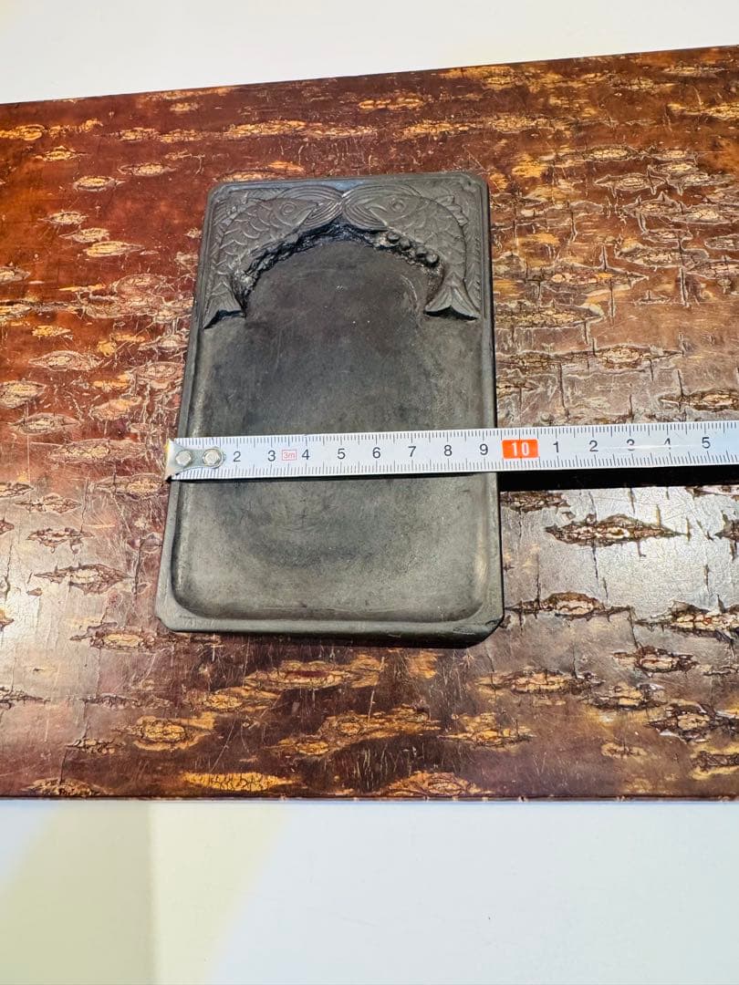 希少　年代物　【隆熙元年】魚ペア　古い 硯（すずり）書道用具 骨董