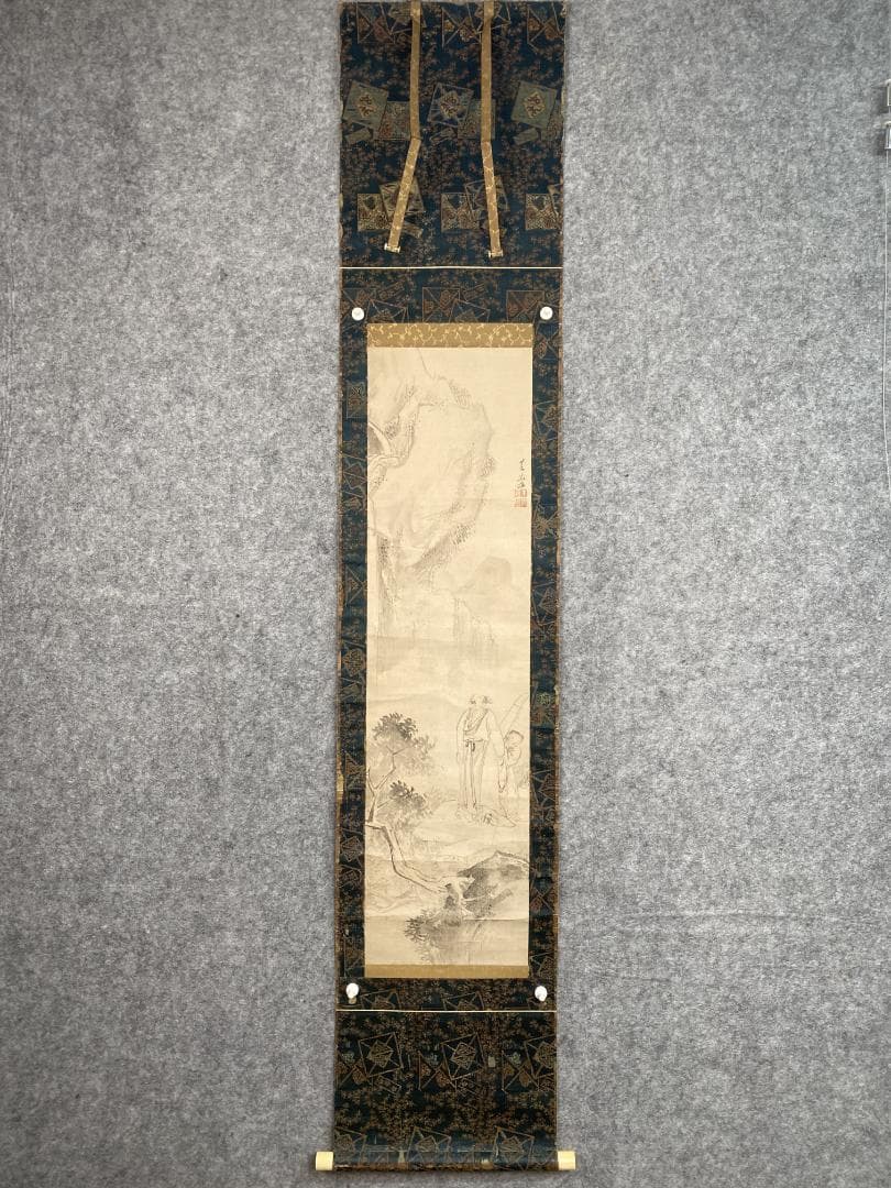 高芙蓉 李白観瀑之図 天外鑑箱 江戸中期篆刻家 儒学者 印聖 掛軸ZK09