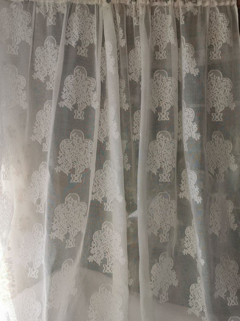 アンティーク 英国 マドラスレース 生命の樹と鳥 ノッティンガムカーテンパネル