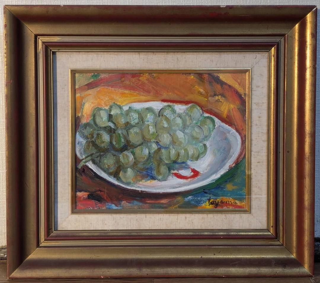 【真作】絵画　油彩3号　葡萄の静物画　鮮やかな色彩　豊かな筆致　V182