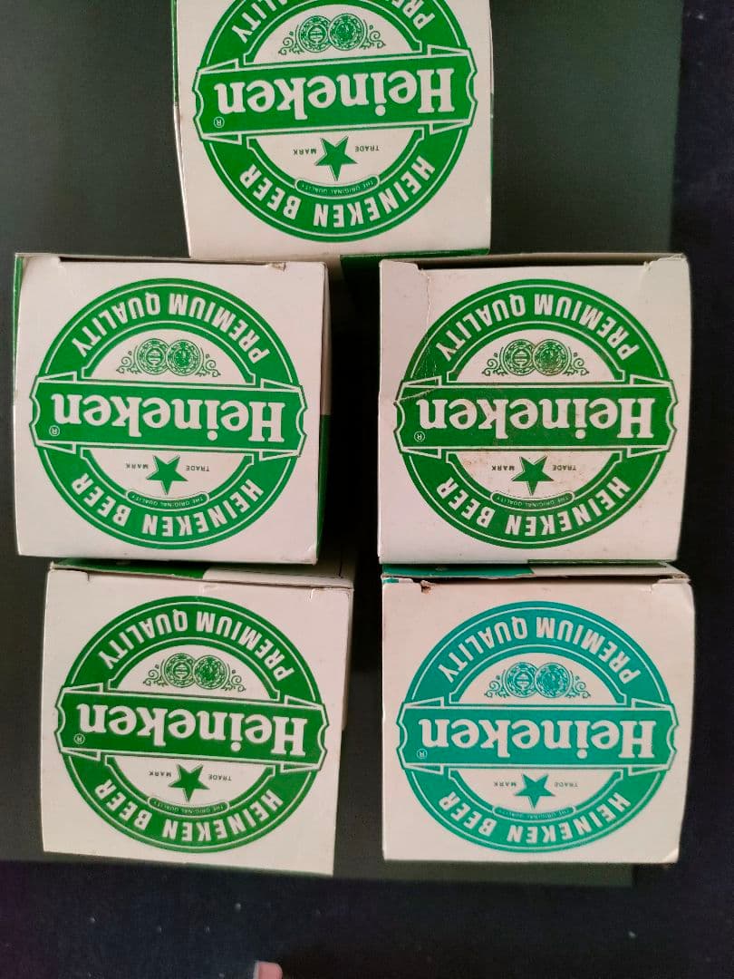 ●【箱付き未使用5客Heinekenハイネケン公式ロゴビアグラス非売品ノベルティ