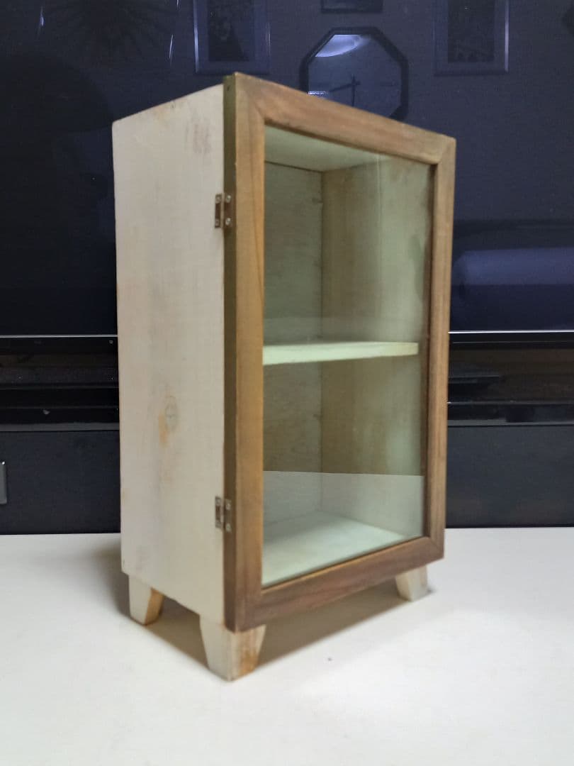 フレンチ　シャビー　ウッド　ディスプレイ　卓上　ソーダガラス　ショーケース