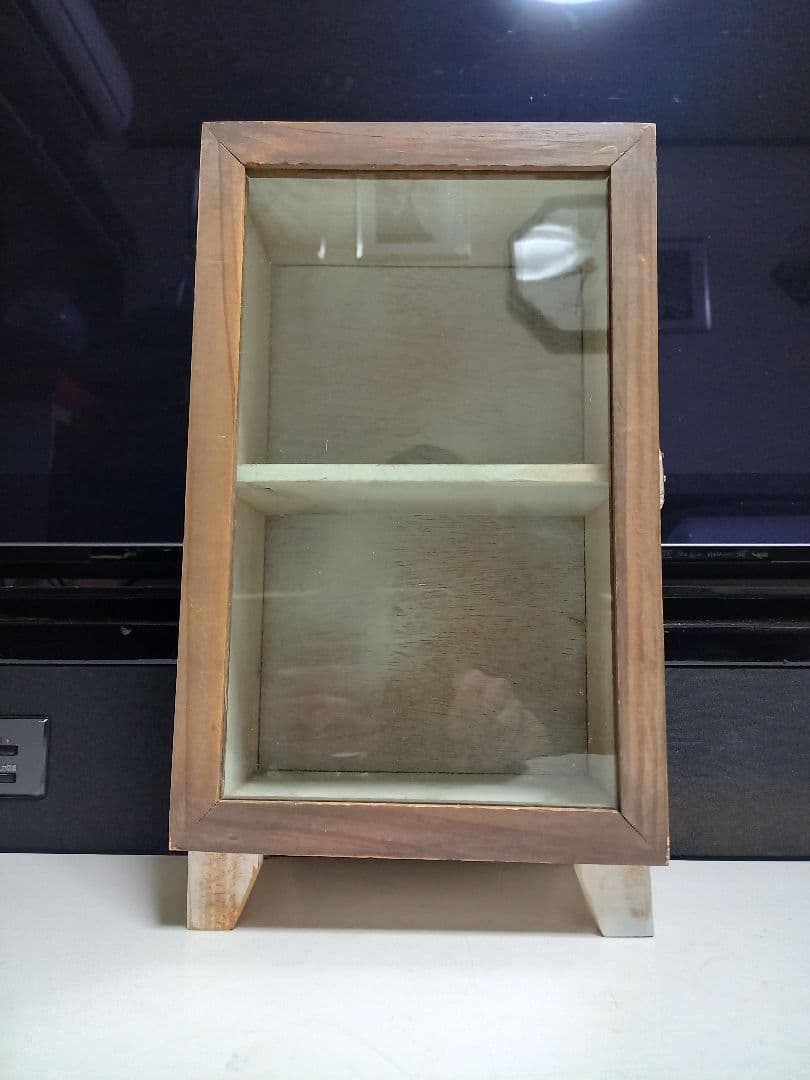 フレンチ　シャビー　ウッド　ディスプレイ　卓上　ソーダガラス　ショーケース