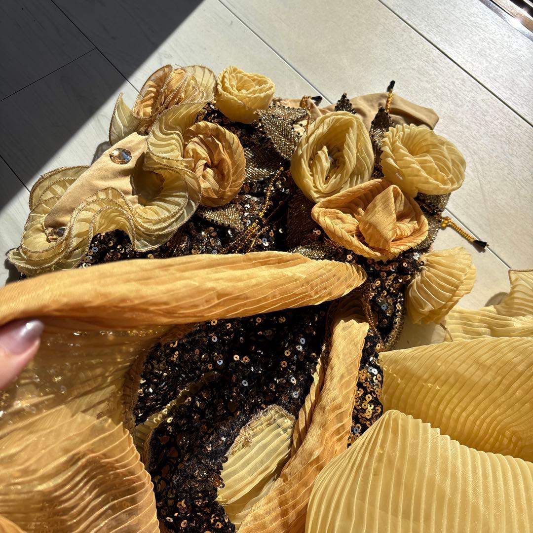 エジプト製　ベリーダンス衣装 フラワーモチーフ付き