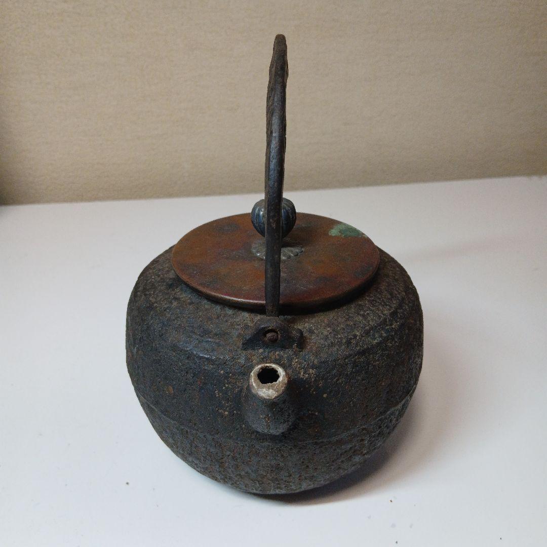 1*0様 金寿堂 雨宮宗 作 鉄瓶 手取形鉄瓶 煎茶道具 骨董品 銅蓋銀摘 小ぶ