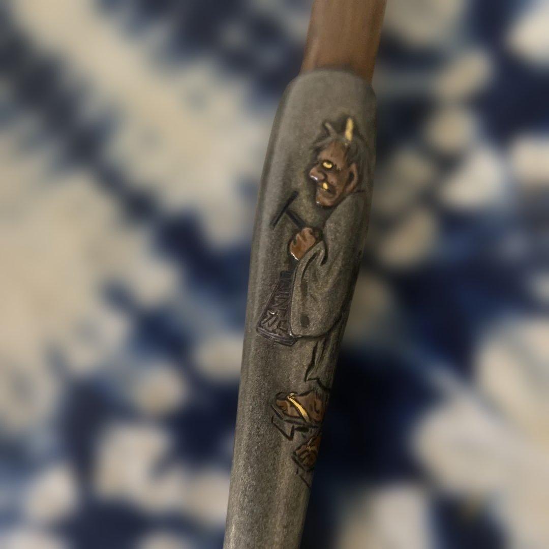 金工師　芳老　煙管　キセル　金口　　在銘　純銀　斑竹