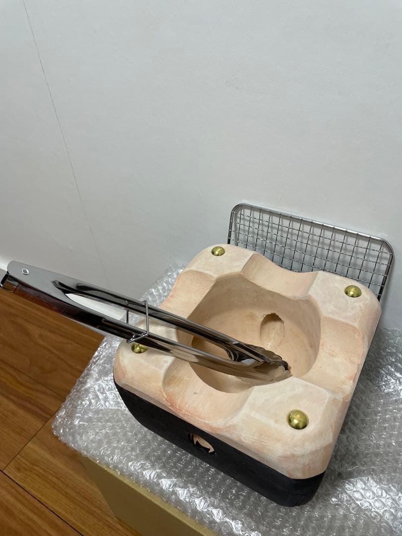 新品 最高級 奥能登 純珪藻土切り出し七輪 1人用21cm大判 高級黒因州和紙