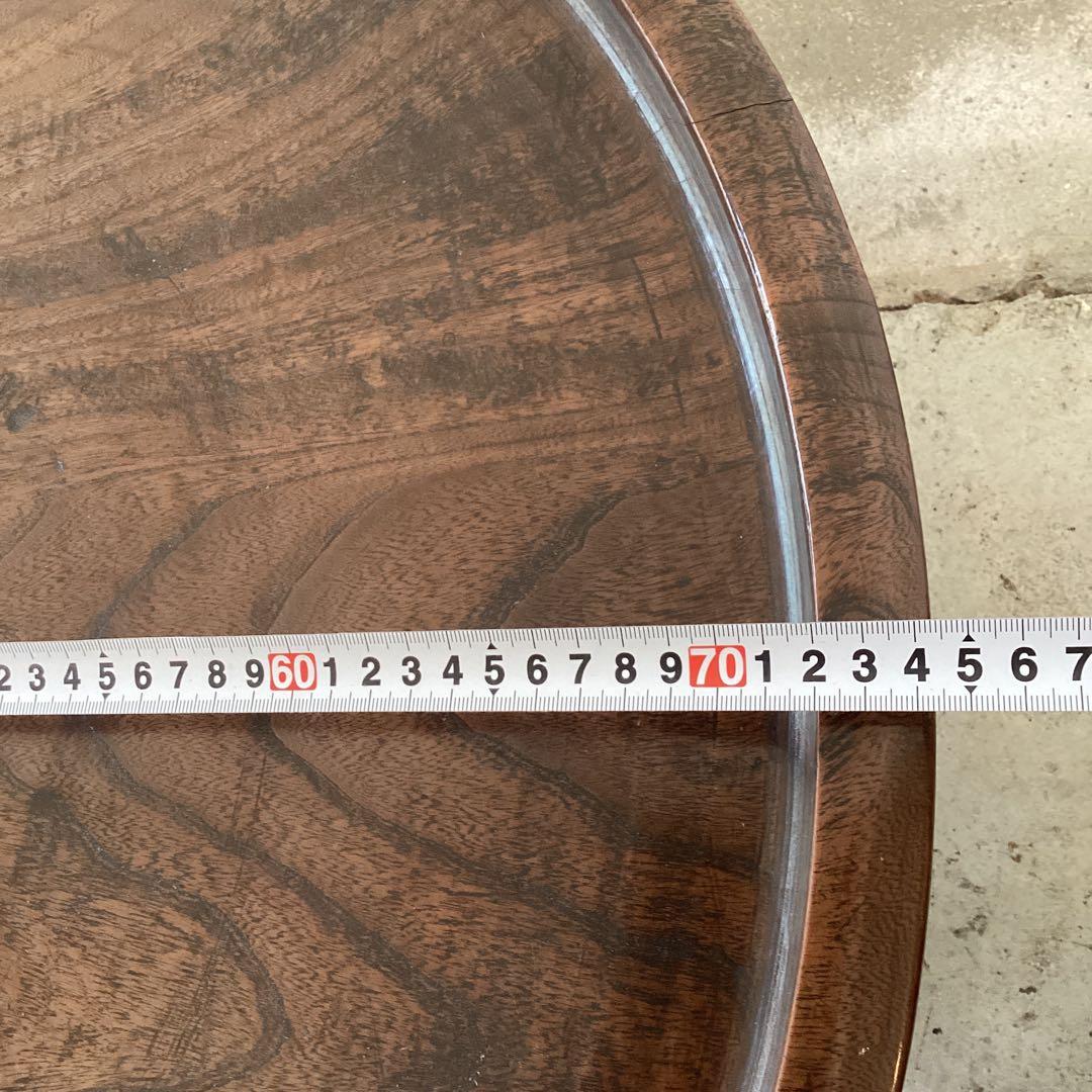 73㎝　天然木の丸い脚付き膳　円卓　座卓　ちゃぶ台　栗盆　時代物　当時物　古民家