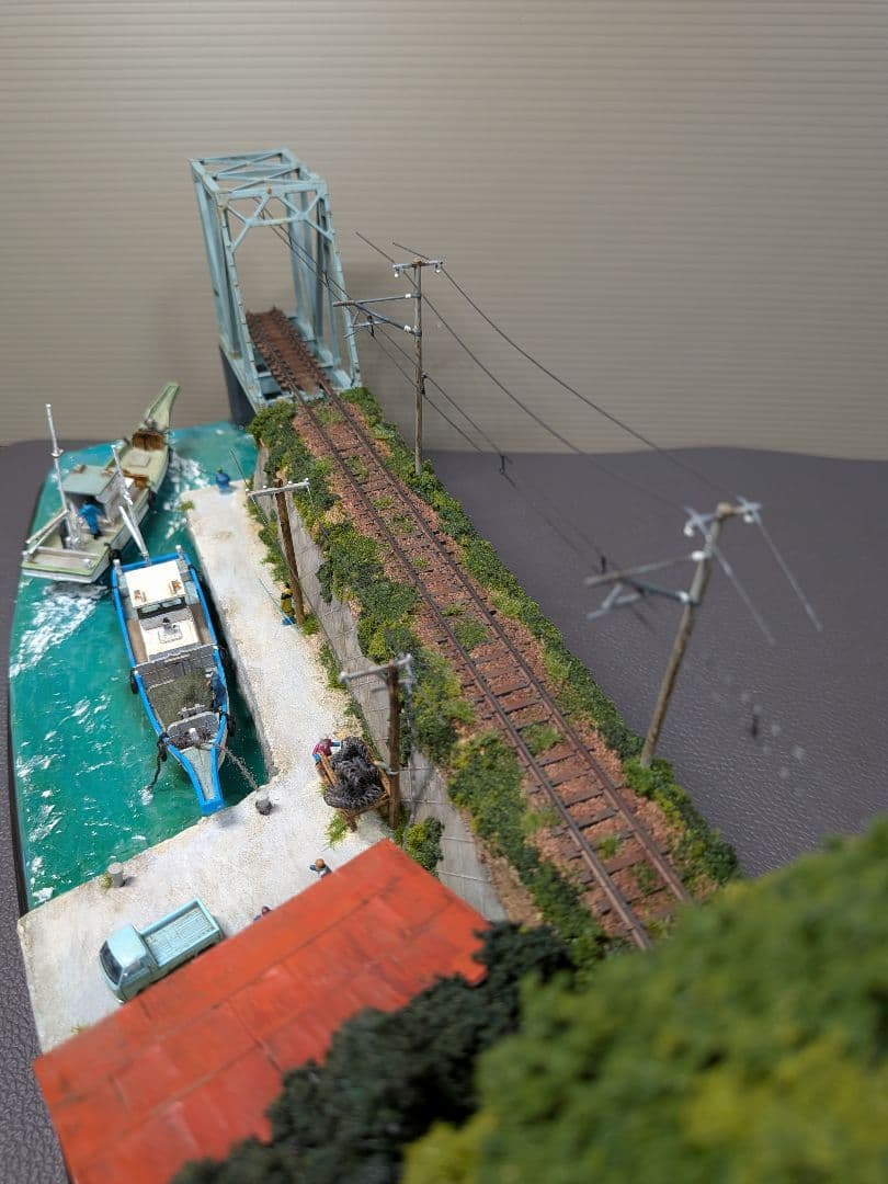 No.60鉄道Nゲージジオラマ車両、漁船、車他付き