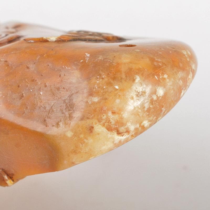 中国　書道具　篆刻　玉石寿山石芙蓉石　月に蝙蝠刻　印材　C　R6650E