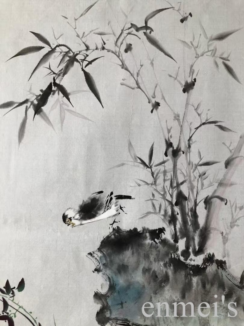 中国古美術・蘭竹之情三尺画芯・董卿印款・水墨画・純手描き・鑑賞用・宣紙・带水印