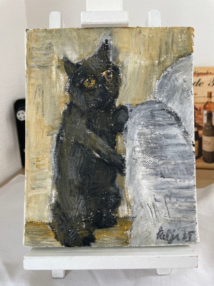 【ブラッキー】絵画 猫 Kuku