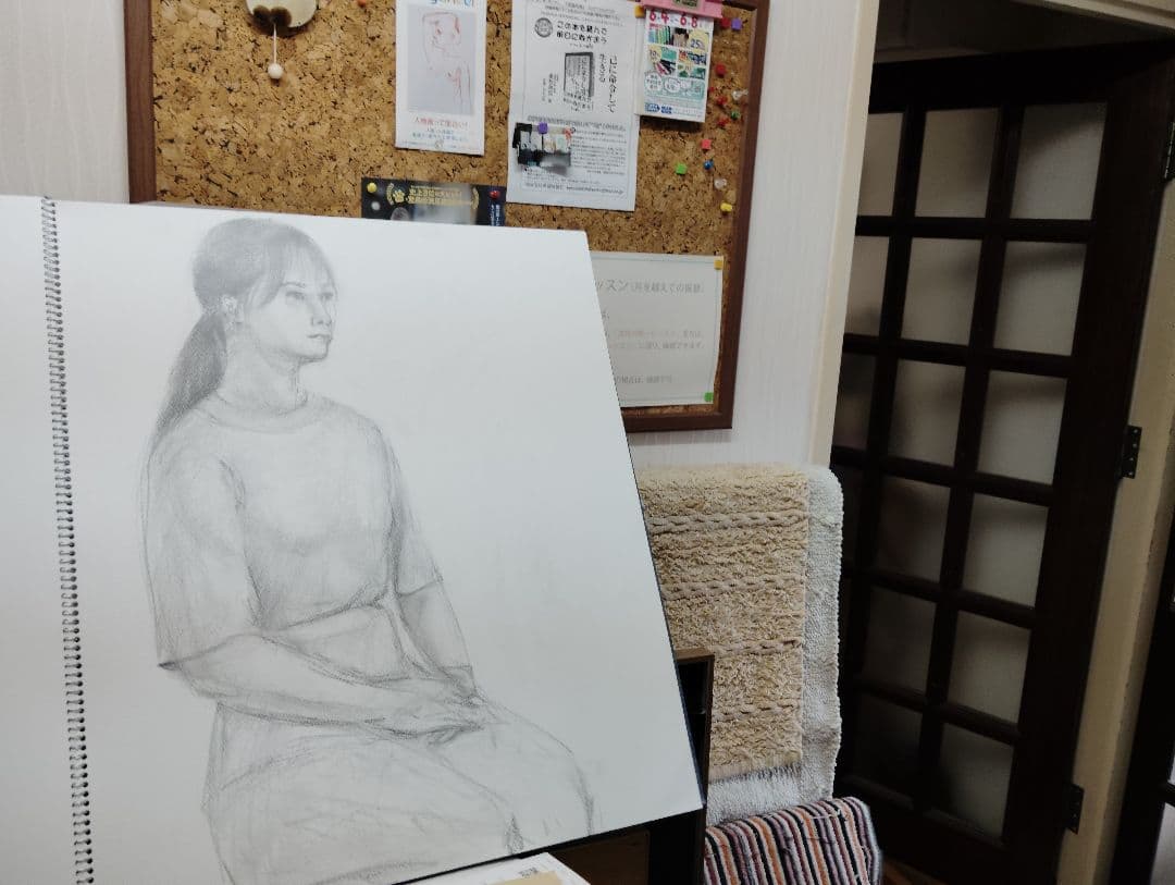 『女性』人物の鉛筆画 A2相当