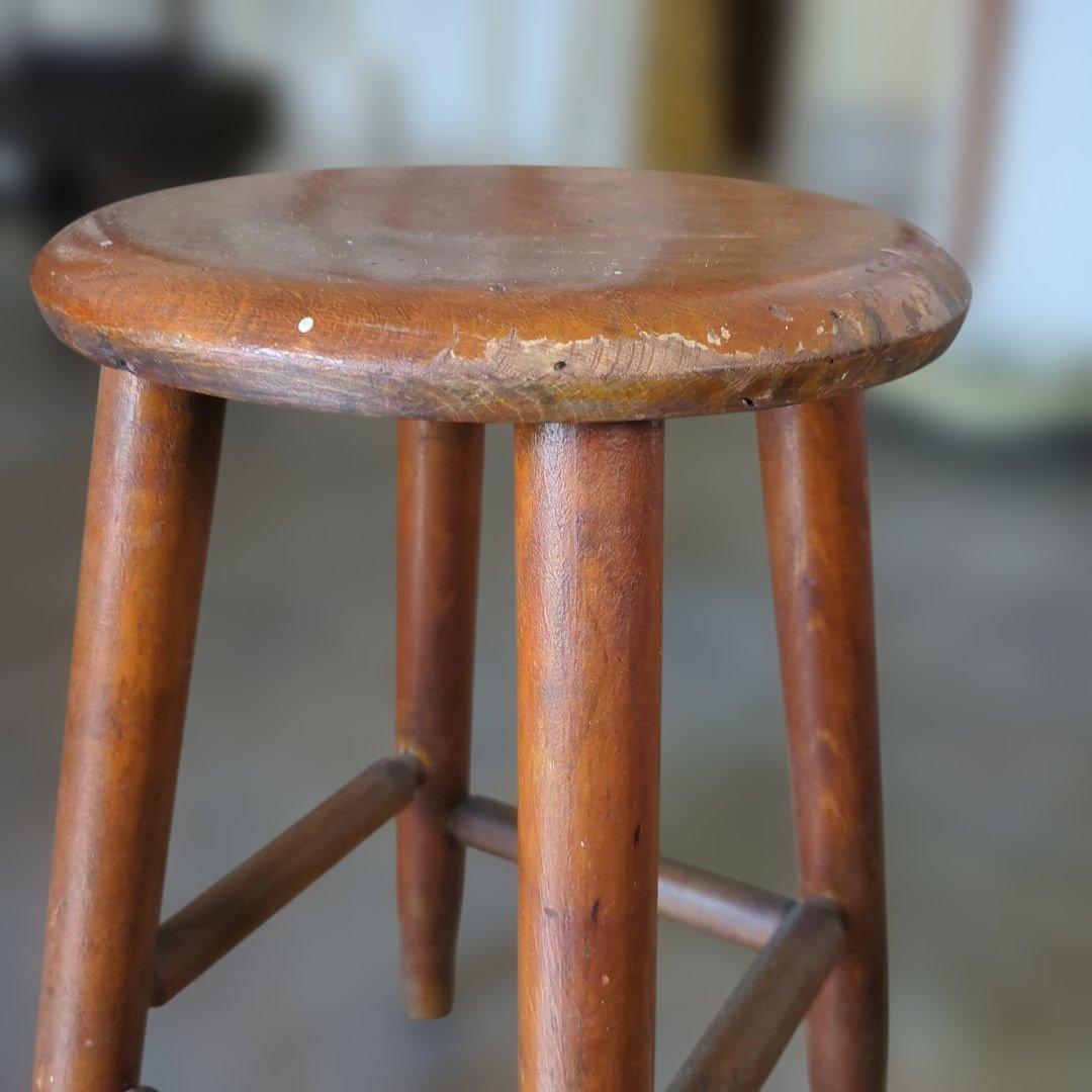 骨董　椅子　丸椅子　木製　スツール ブラウン アンティーク　イス