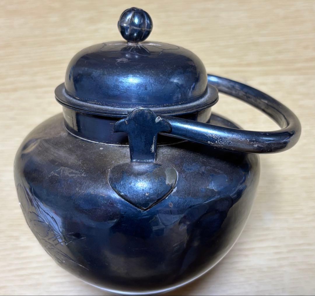 【純銀製】銀瓶 やかん 急須 湯沸かし 煎茶道具 茶道具 金属工芸 約214g