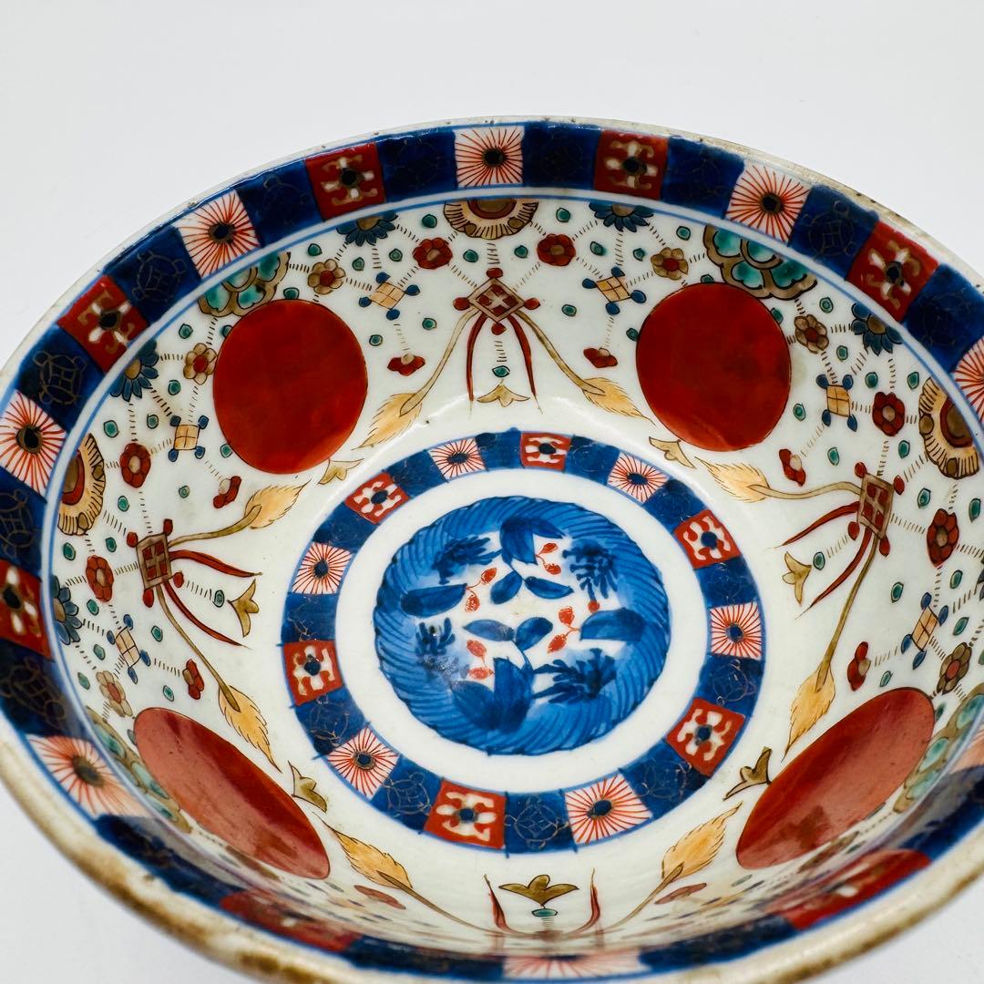 【伊万里焼　赤玉瓔珞紋　鉢　絵付け】骨董　アンティーク　インテリア