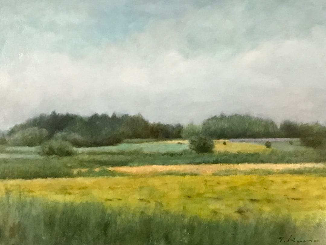 黒川達也　「車窓から」P8　油彩画 真作 風景画 宮永岳彦師事　額無し