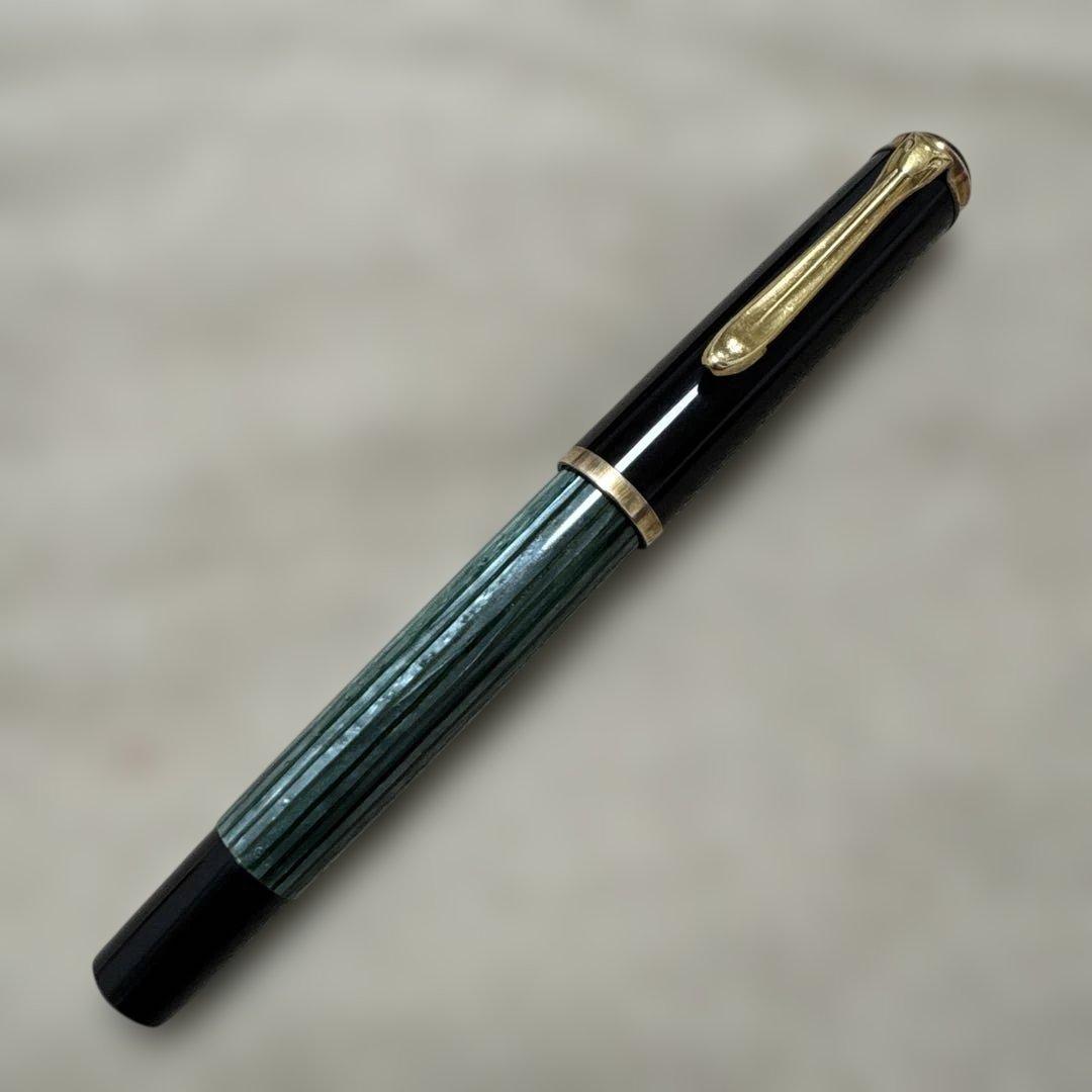 ペリカン万年筆　#400 緑縞　14K -585 EF