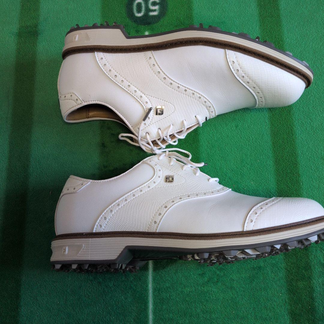 ホワイト ゴルフシューズ 合成皮革