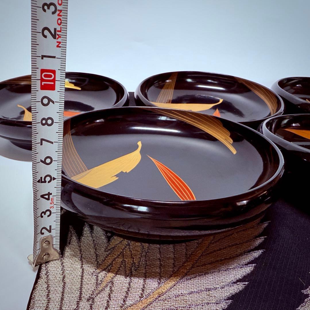 漆器　輪島塗　本蒔絵磨出金彩　木製　中皿&豆皿　10客 5セット