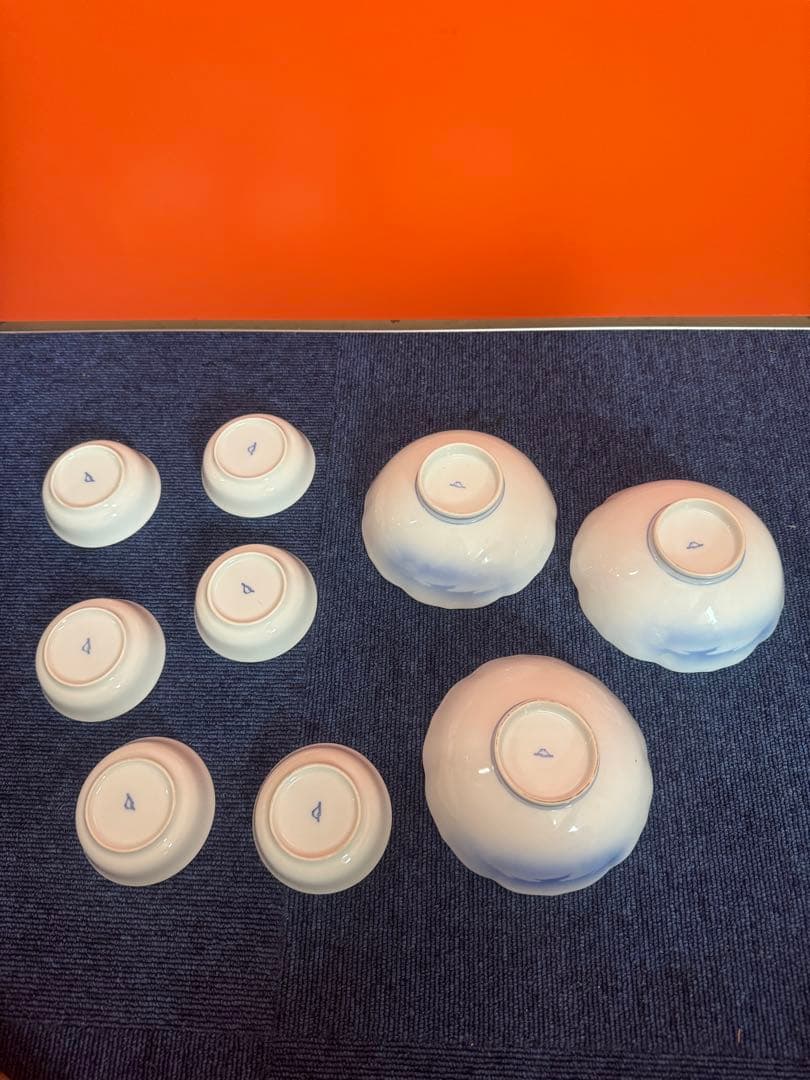 1701  深川製磁　富士山　花型皿3客　丸皿5客