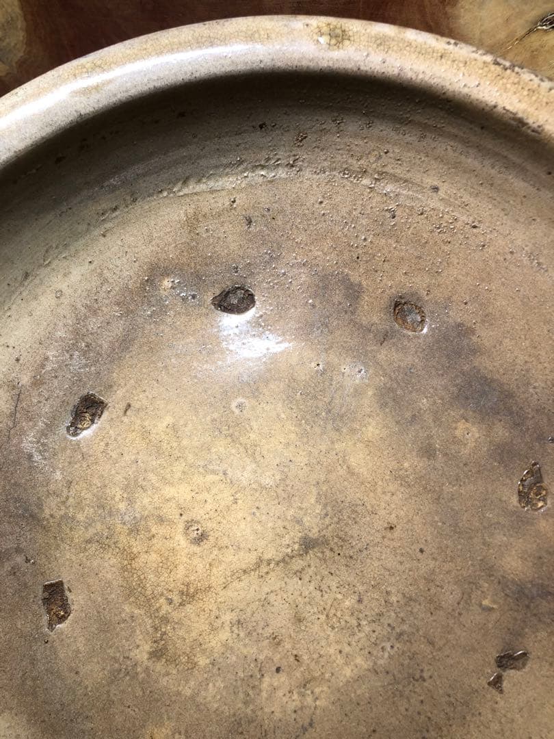 古瀬戸 大皿。石皿。骨董品。古美術。希少品。舊家藏出。江戸時代。