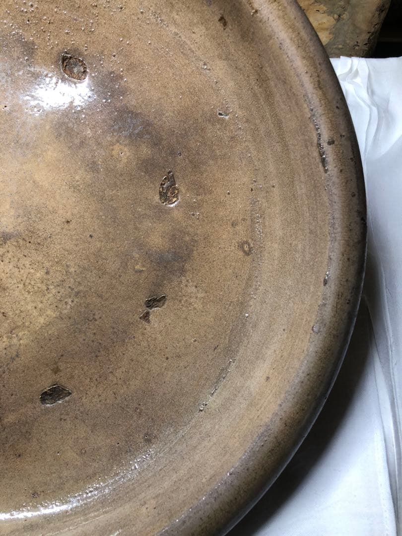 古瀬戸 大皿。石皿。骨董品。古美術。希少品。舊家藏出。江戸時代。