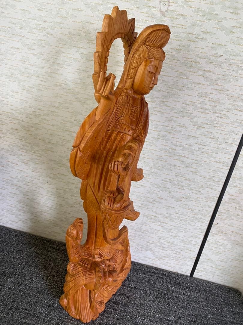 木製 観音像　観音菩薩　立像　仏像　置物　彫刻