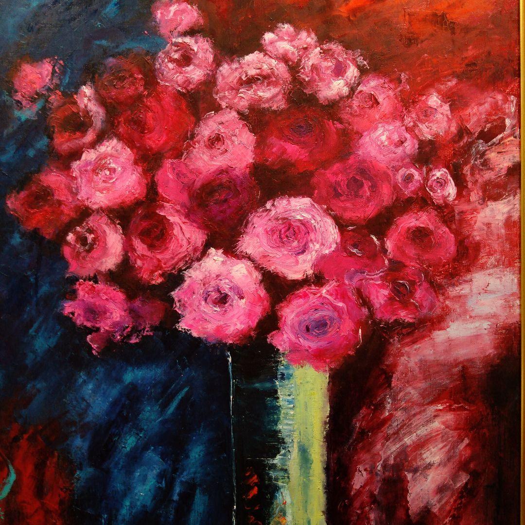 肉質油絵　立て　P20　抽象画　田村隆枝　額装仕上げ品