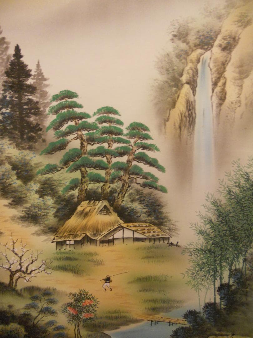 掛け軸 西村千里 風水富嶽發祥図 絹本 希少 軸装 茶道具 掛軸 美品 です。