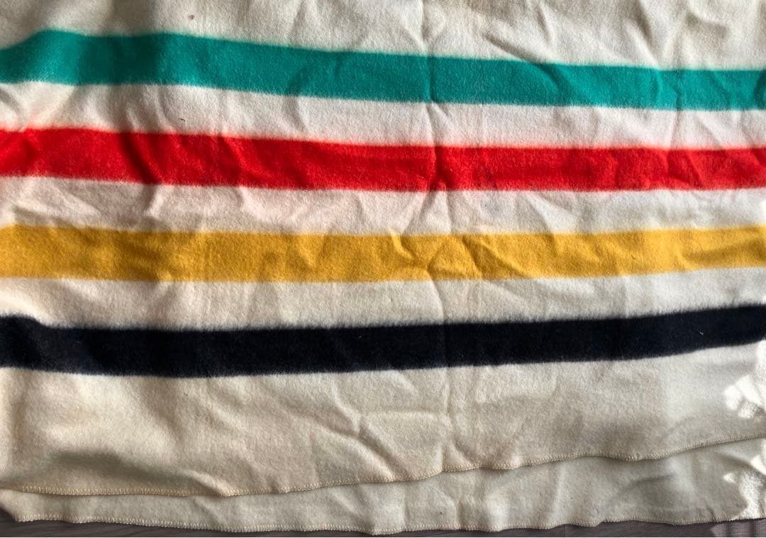 ビンテージ Golden Dawn マルチボーダー ウール ブランケット 特大