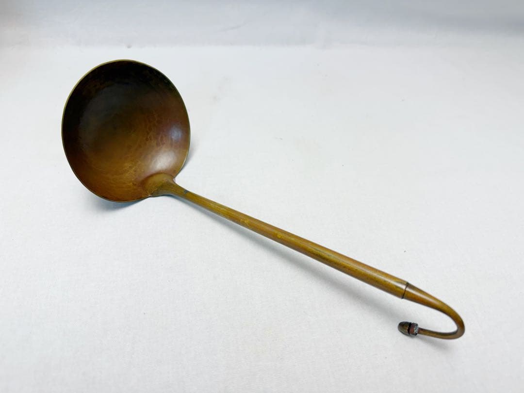 未使用 茶道具 唐銅汁器 籐巻き （杓子付） 重さ約1.4kg 元箱