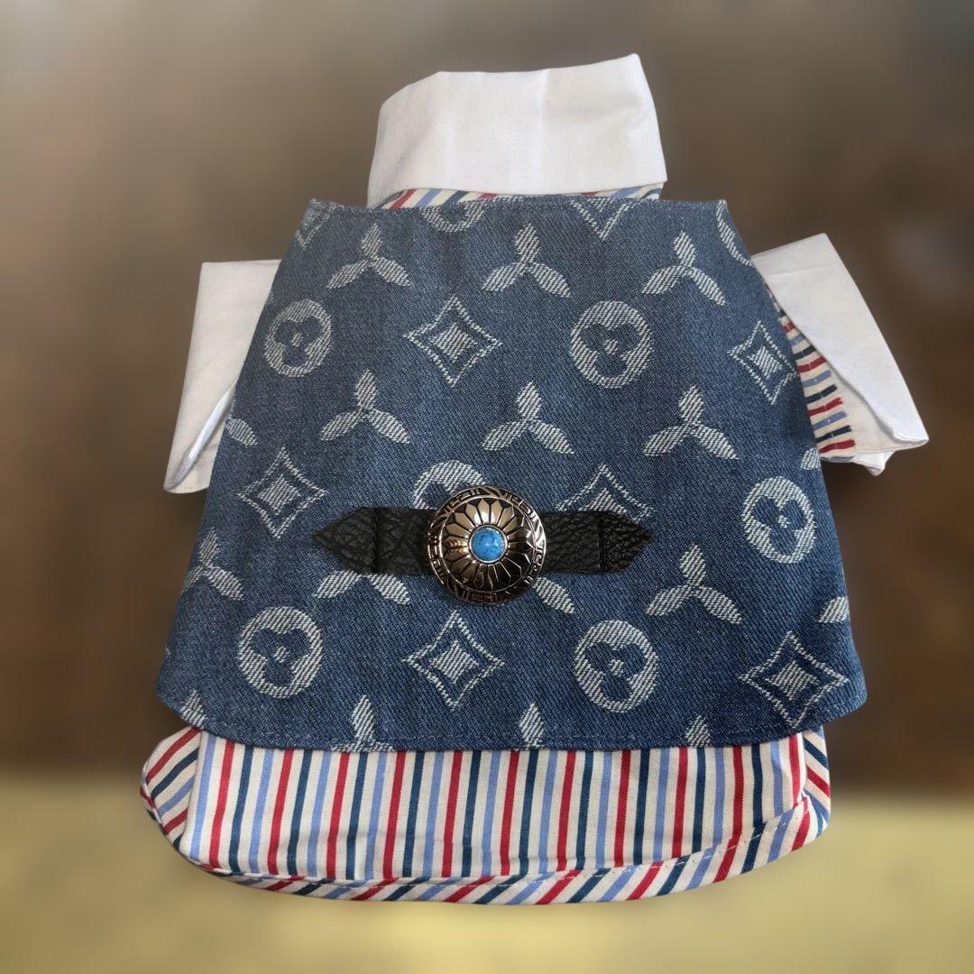 デニム犬服 ベスト&シャツ スタイル 小型犬用