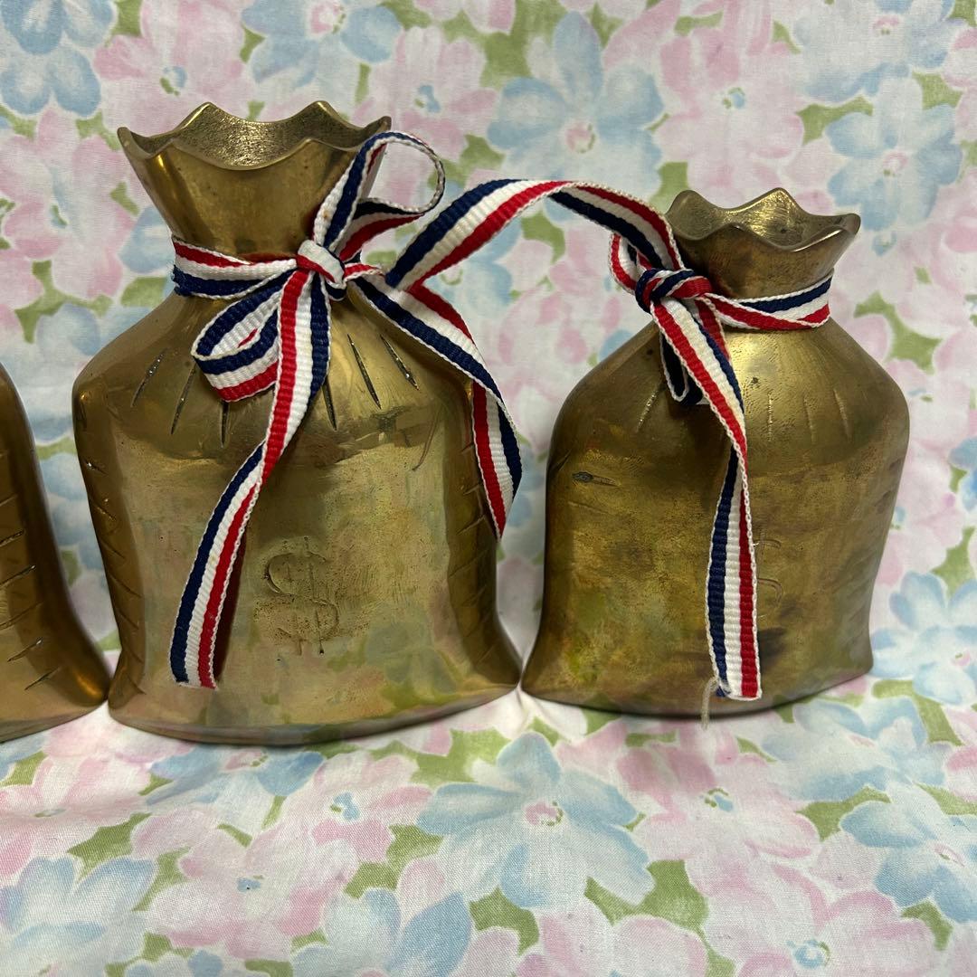 マネーバッグ　置物　アンティーク品　ヴィンテージ品　縁起物　3つ　古美術