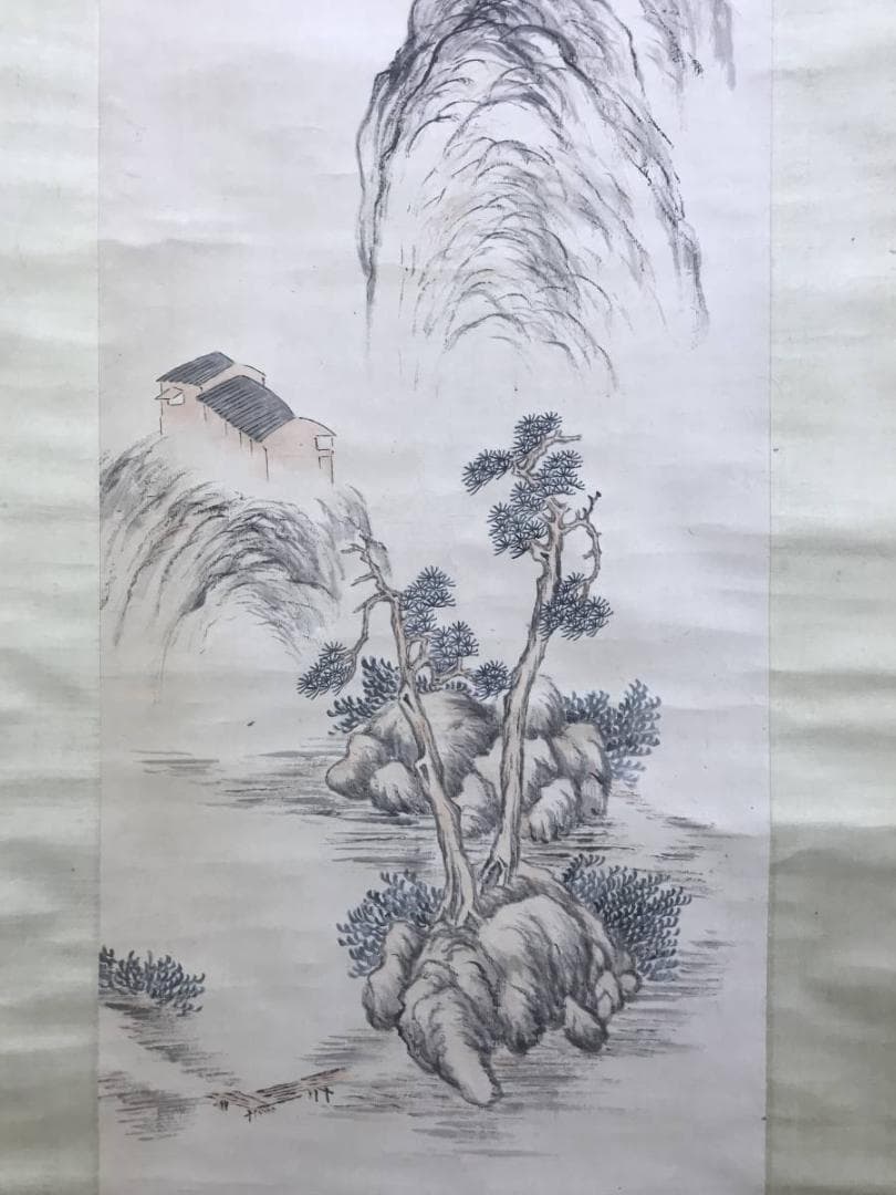 【模写】田能村竹田/山水画賛/山水図/掛軸☆宝船☆AD-427