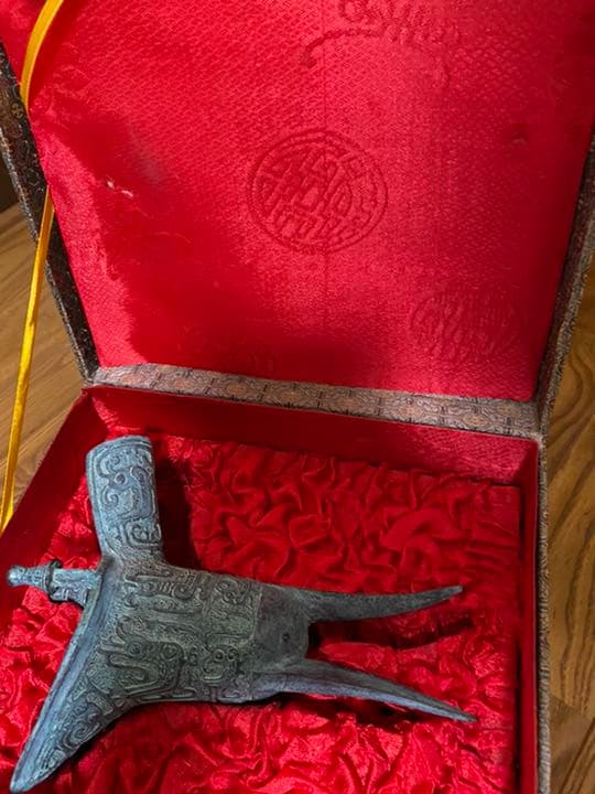 青銅器　爵杯　鳳紋爵 (レプリカ) 古代中国工芸品