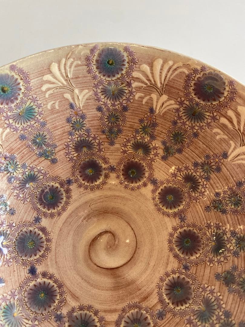 紫三嶋紫彩華紋抹茶茶碗　茶道具