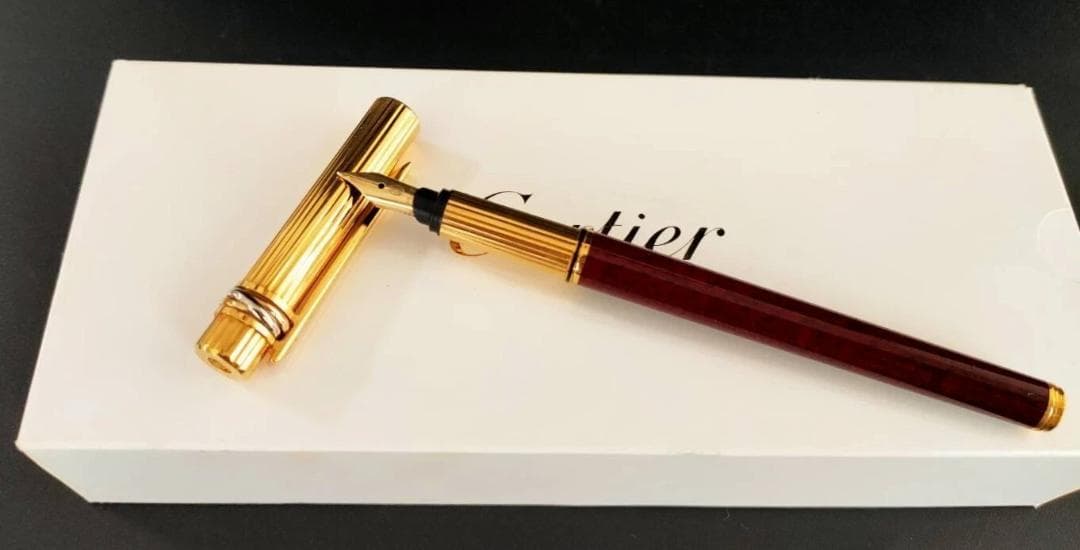ヴィンテージ Cartier カルティエ トリニティ 万年筆 ボルドー 18K