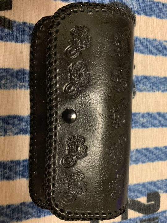 ハンドメイド☆本牛革メガネケース（バイク柄）
