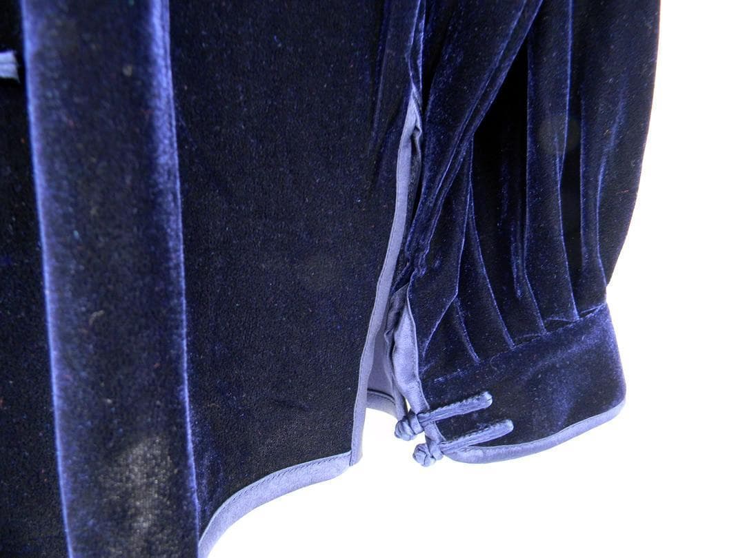 太極拳 ベロア調 太極服 上下 L サイズ 男女両用 藏青色【新品】