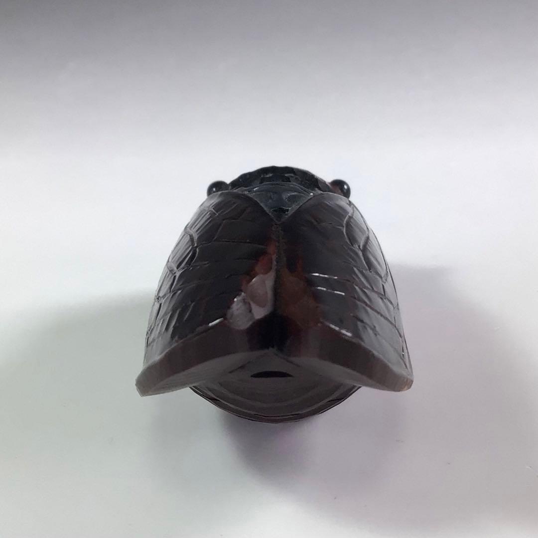 Ｒ６６１　香合　『海田雅孝作』『木彫』『蝉セミ香合』　共箱　茶道具　木工芸