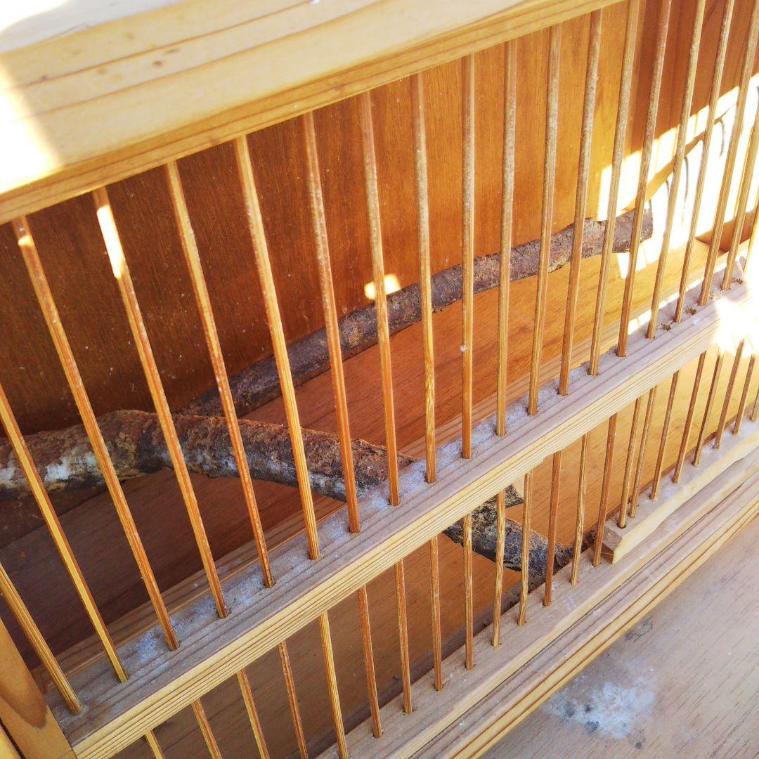 鳥籠 木製の鳥かご　大型 二段作り