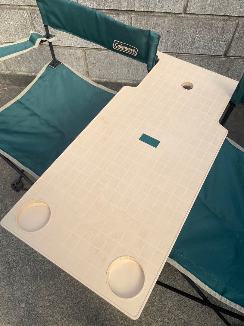 Coleman二人掛けアウトドアテーブルチェア一体型荷物入れ付秋キャンプおまけ付