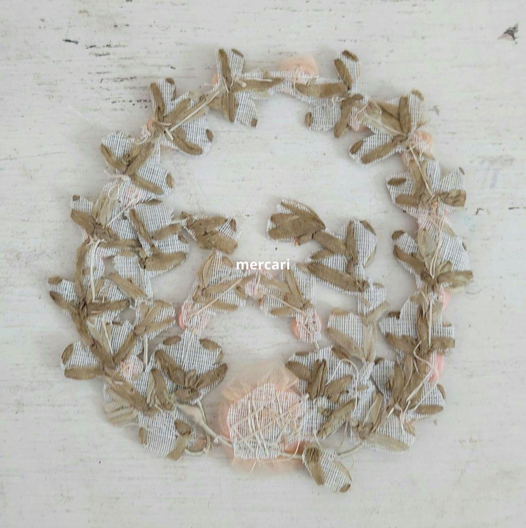 アンティーク シルク製 シルクシフォン 淡いピンクの薔薇 ロココモチーフ (大)