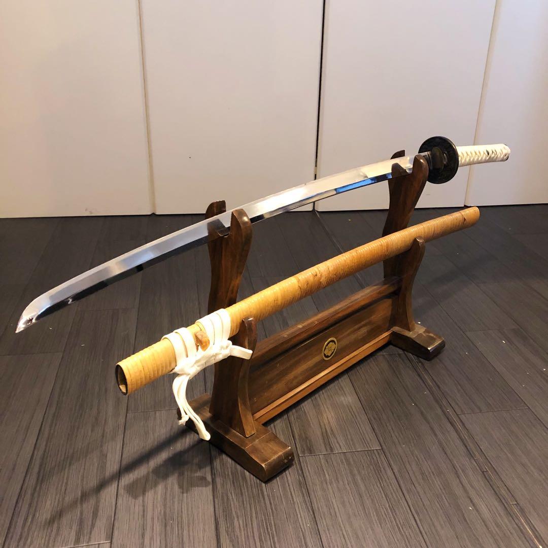 高級模造刀　籐巻拵え　居合刀　藤巻鞘　白拵え　合金　籐巻柄　重みあり